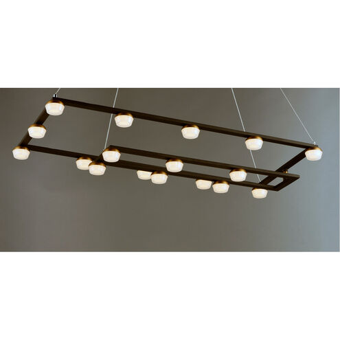 Button LED 15.75 inch Black and Gold Suspension Pendant Ceiling Light