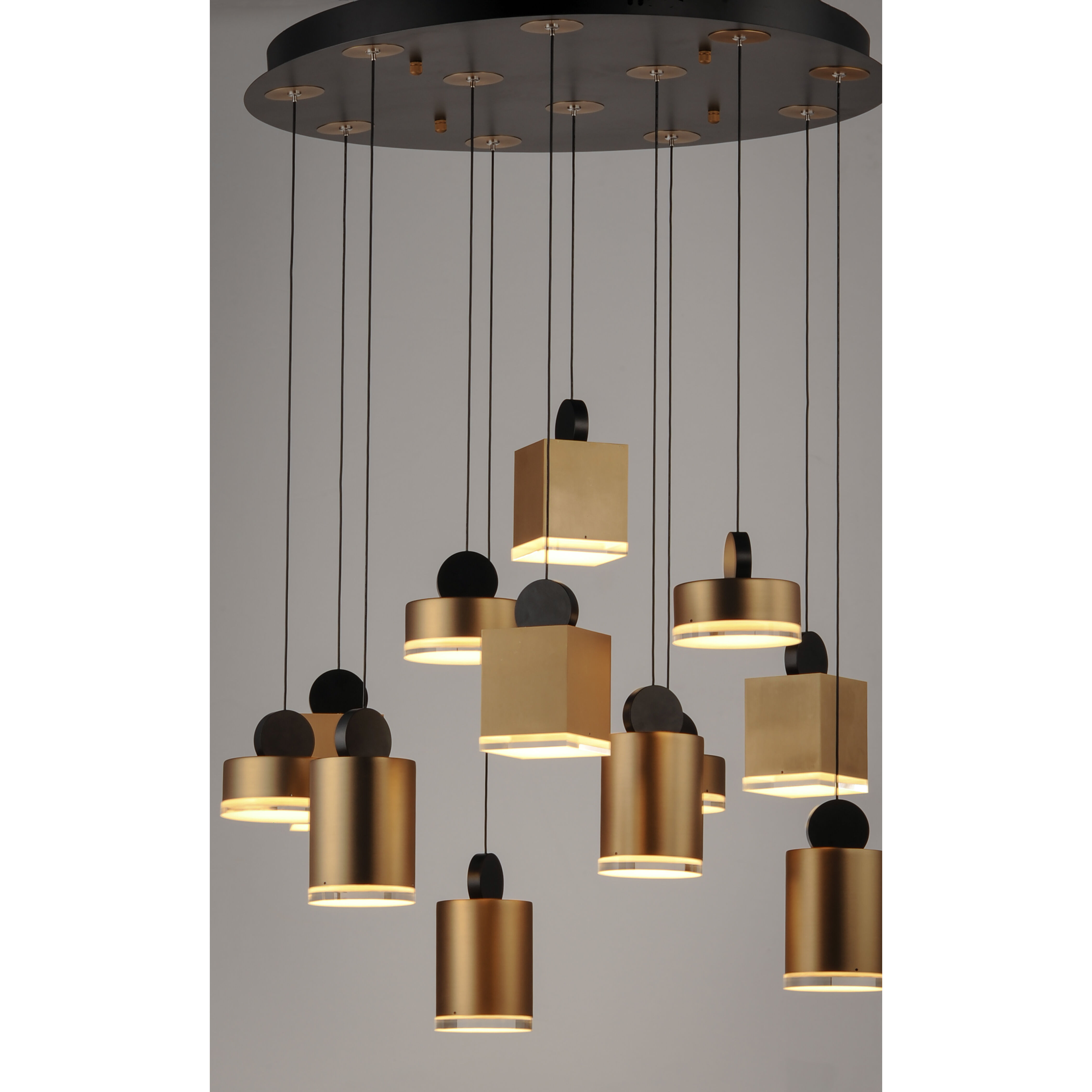 Nob LED 26.5 inch Black and Gold Multi-Light Pendant Ceiling Light