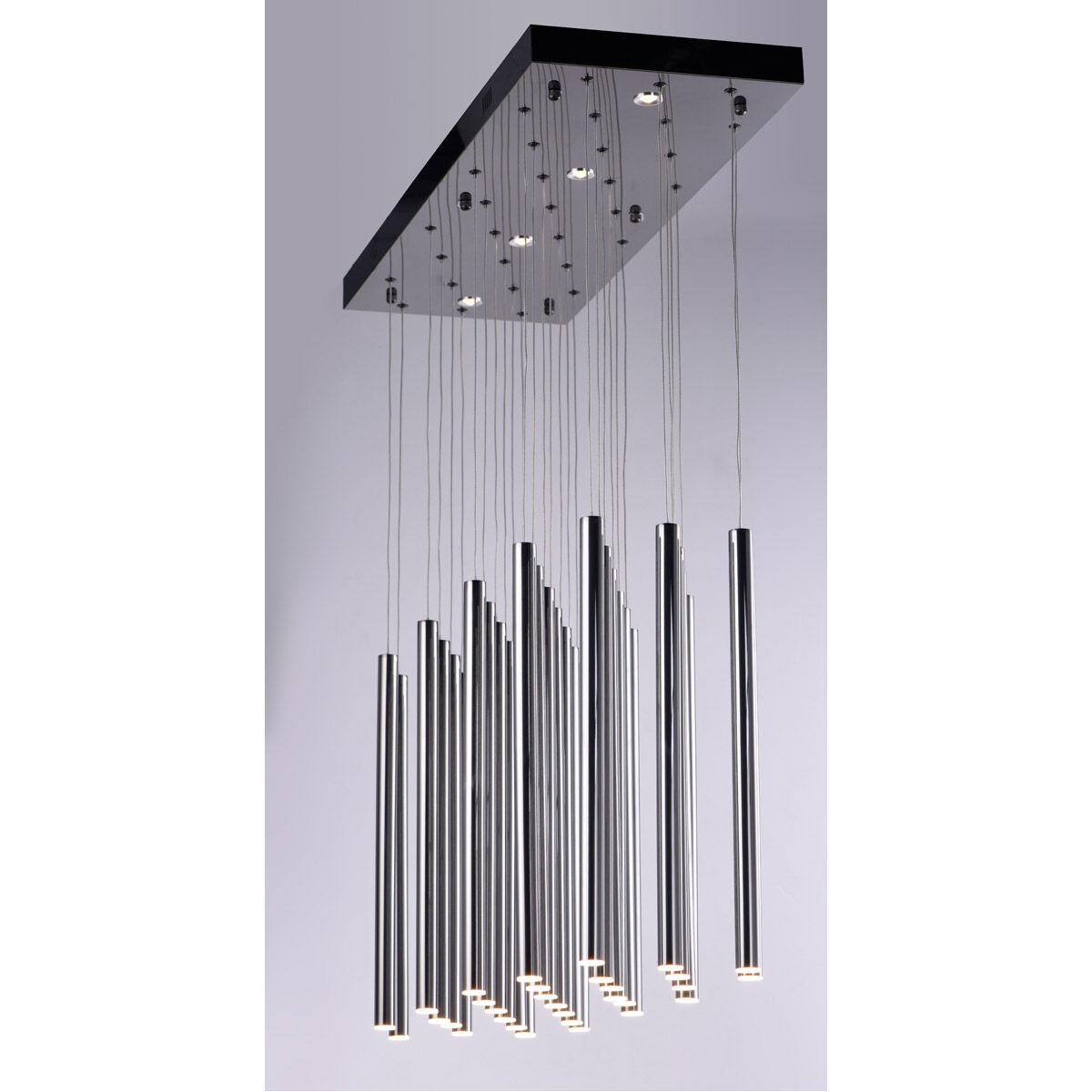 Flute LED 11.75 inch Black Chrome Multi-Light Pendant Ceiling Light