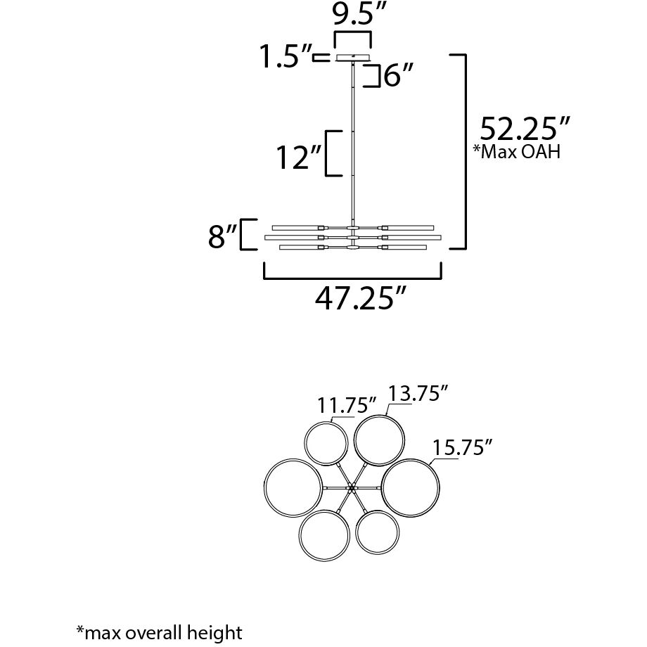 Hoopla LED 47.25 inch White and Gold Single Pendant Ceiling Light in White/Gold