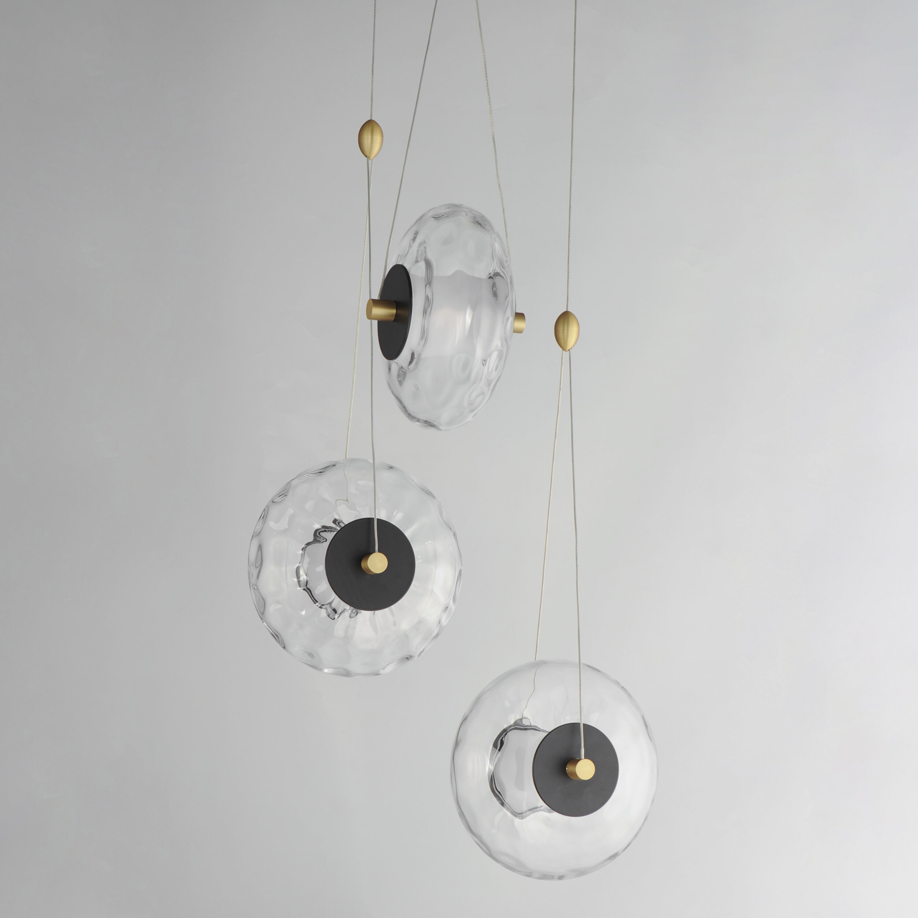 Amulet LED 17.5 inch Black and Natural Aged Brass Multi-Light Pendant Ceiling Light