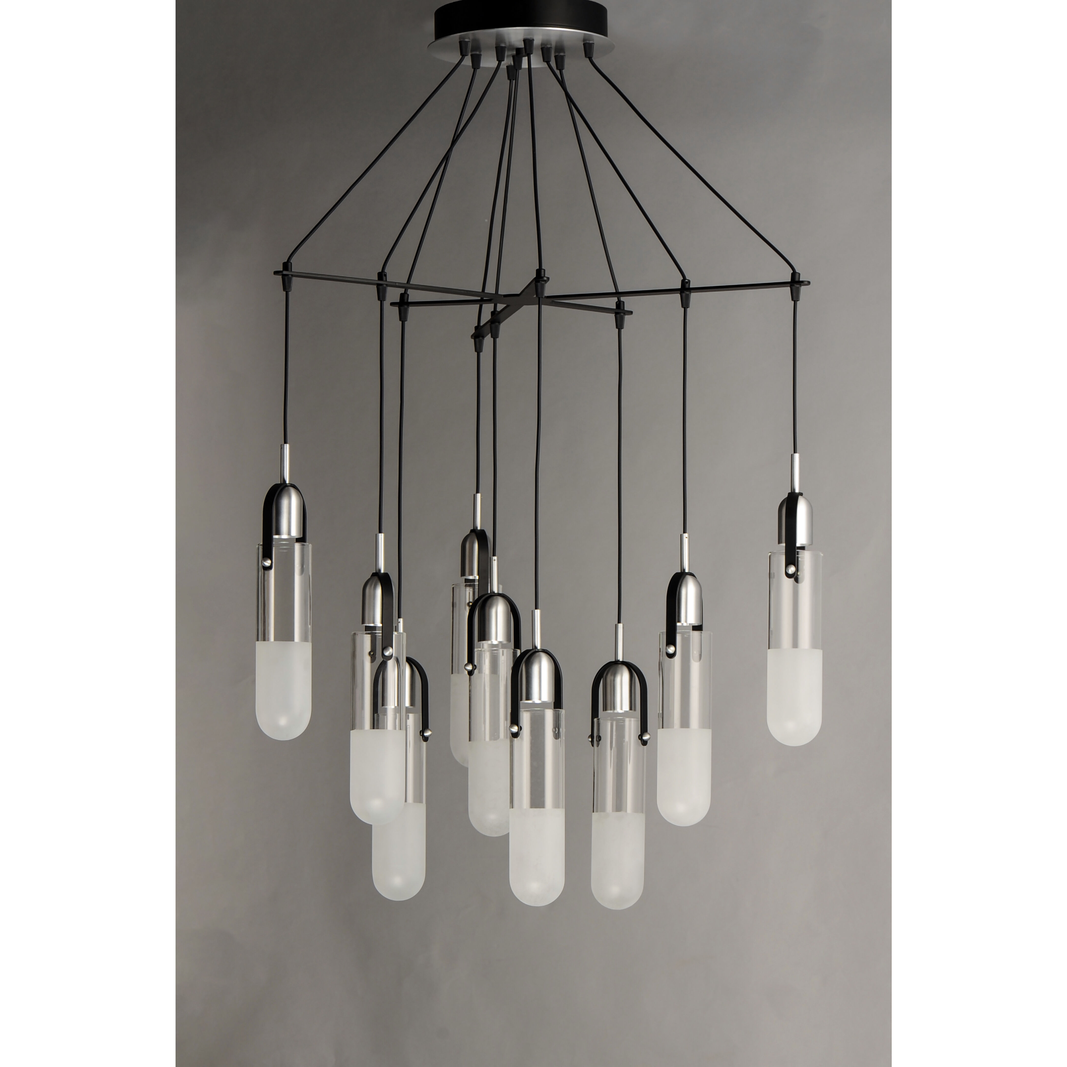Capsule LED 33 inch Black and Brushed Aluminum Multi-Light Pendant Ceiling Light