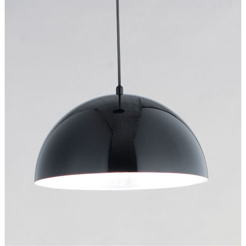 Hemisphere LED 9 inch Gloss Black and Aluminum Single Pendant Ceiling Light