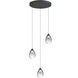 Dewdrop LED 15 inch Black Multi-Light Pendant Ceiling Light