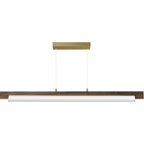 Joist LED 45.25 inch Whit Alabaster and Natural Aged Brass Linear Pendant Ceiling Light