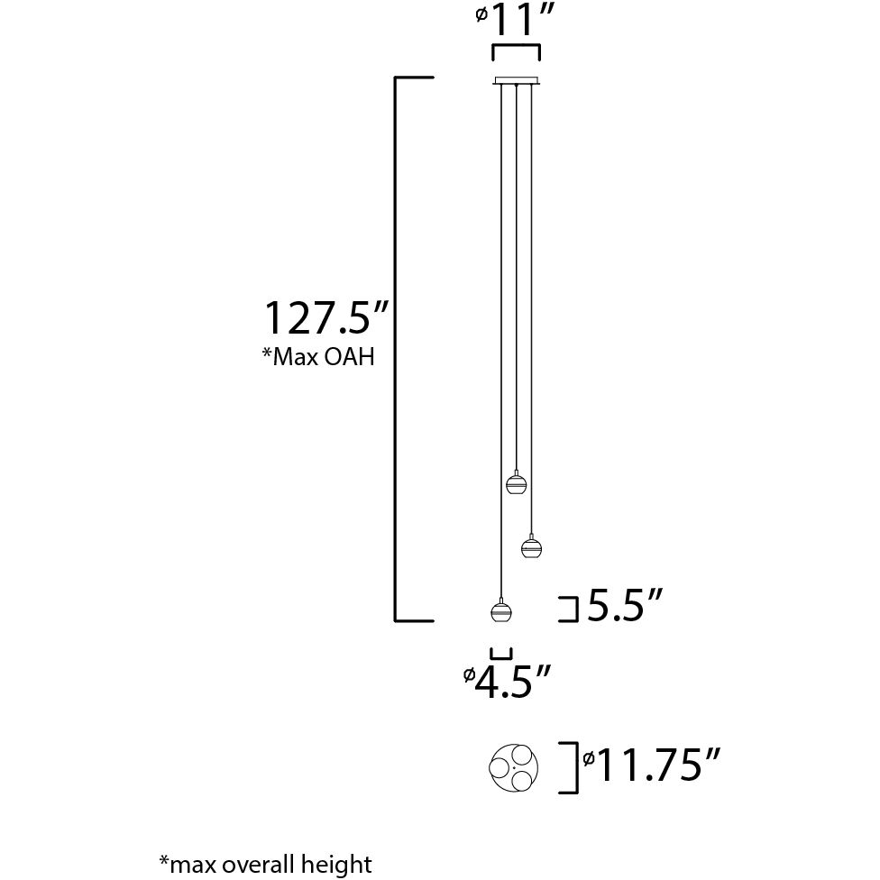 Swank LED 11.75 inch Natural Aged Brass Multi-Light Pendant Ceiling Light