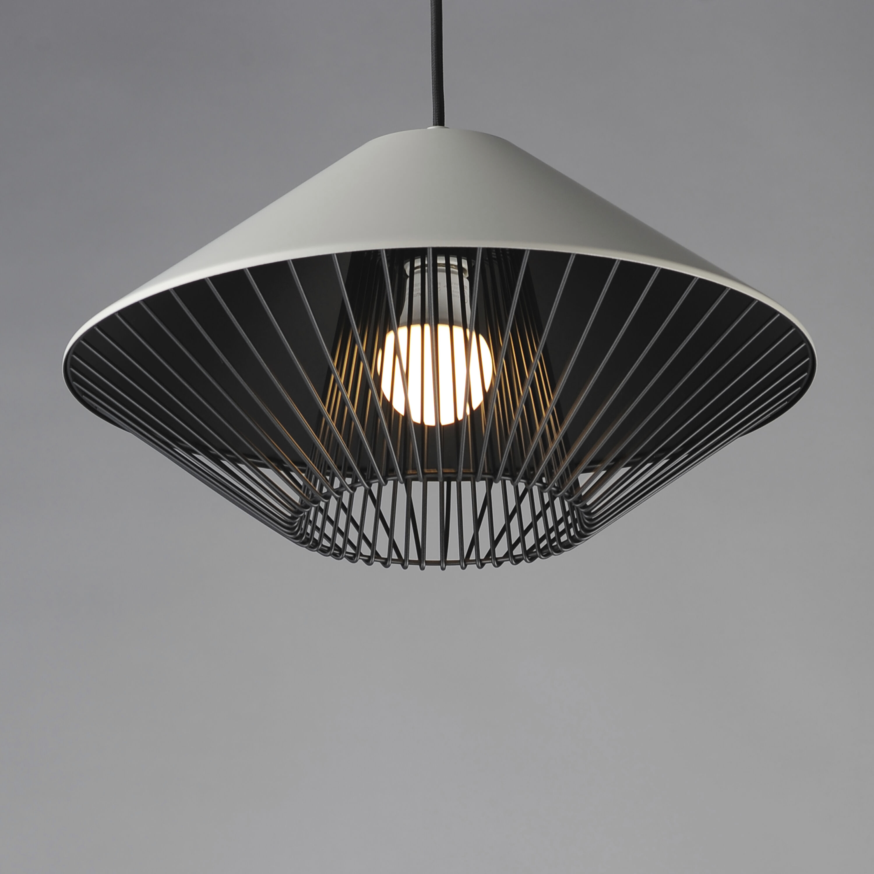 Phoenix LED 15.5 inch Gray with Black Single Pendant Ceiling Light in Gray and Black