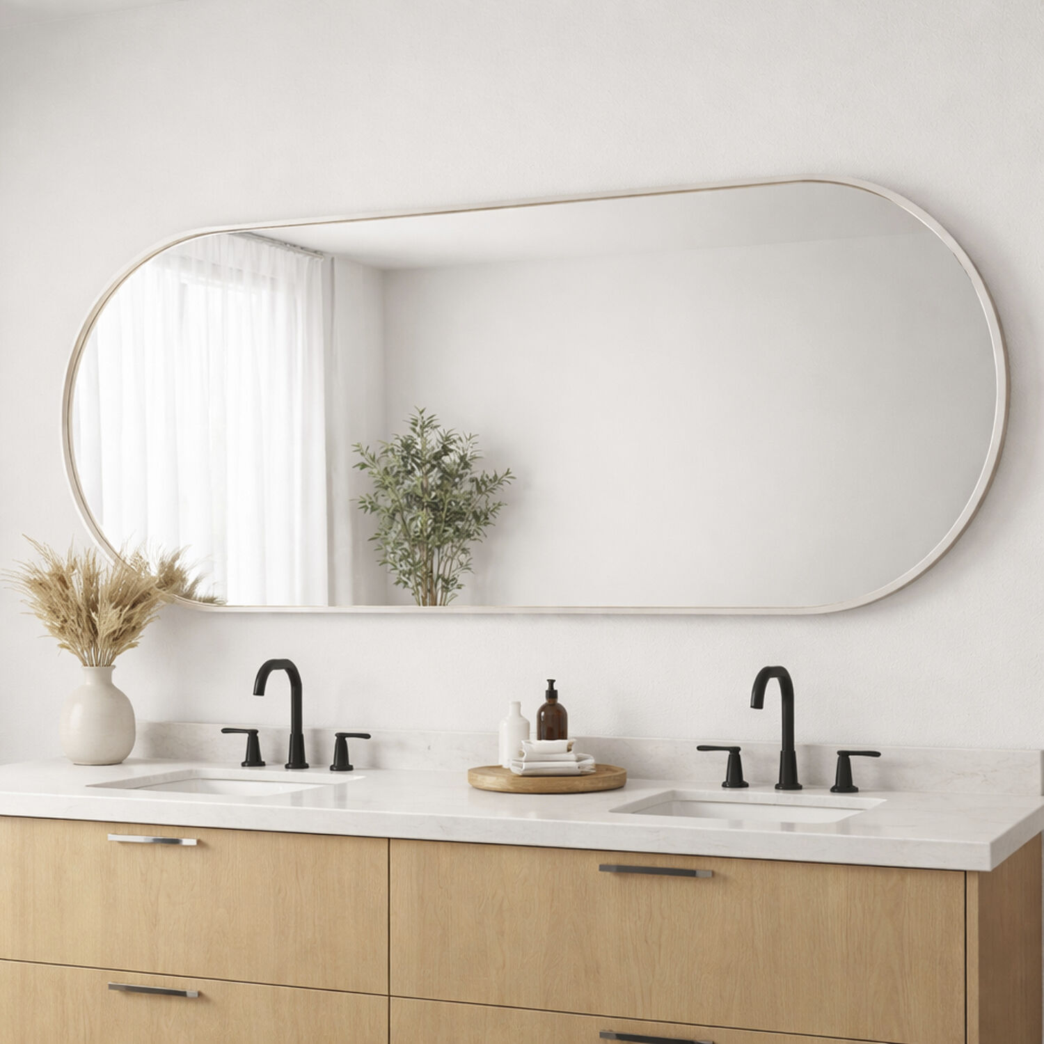 Elisse 68 X 28 inch Satin Nickel LED Wall Mirror