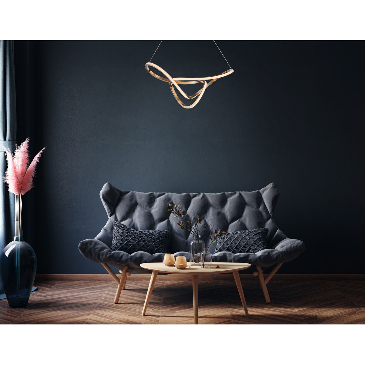 Perpetual LED 32 inch Brushed Champagne Single Pendant Ceiling Light