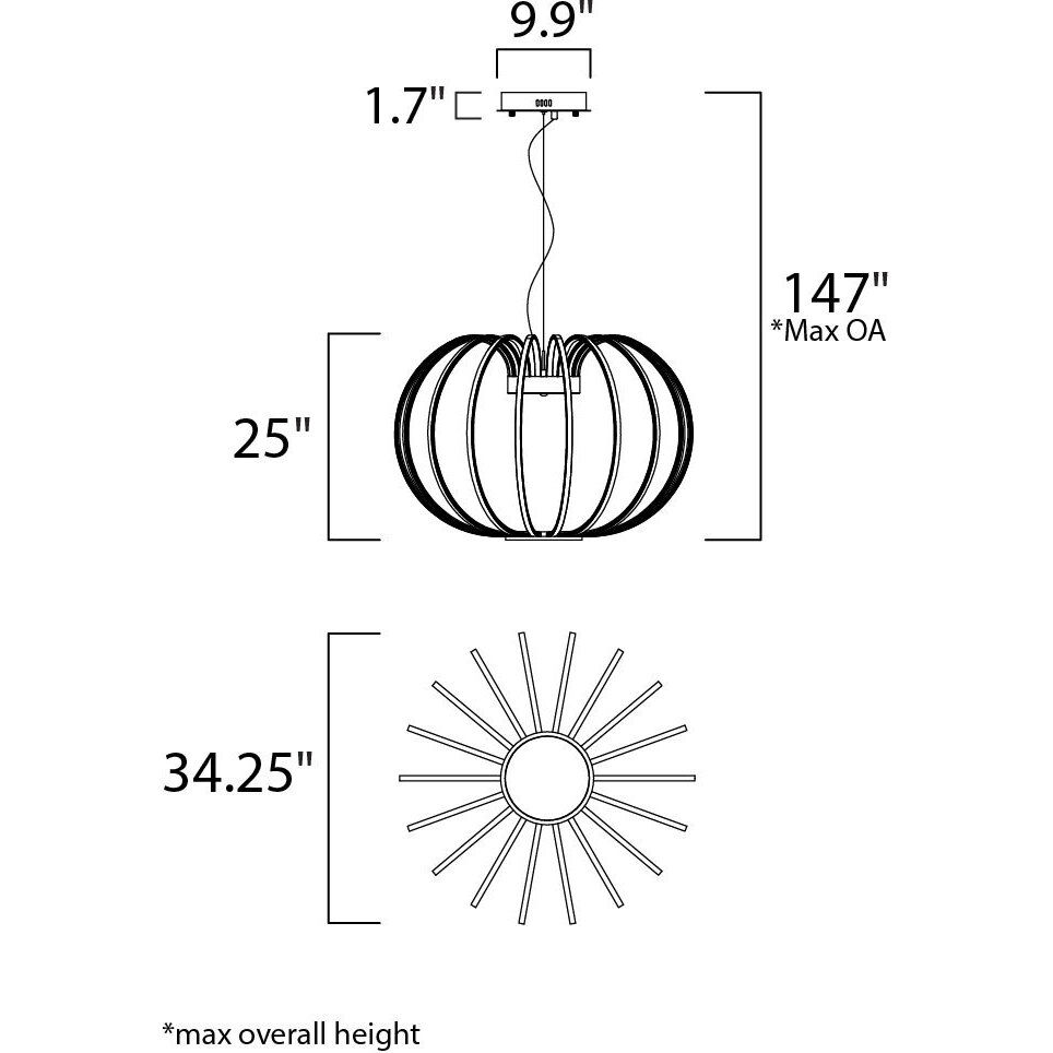 Argent LED LED 34.25 inch Polished Chrome Single Pendant Ceiling Light