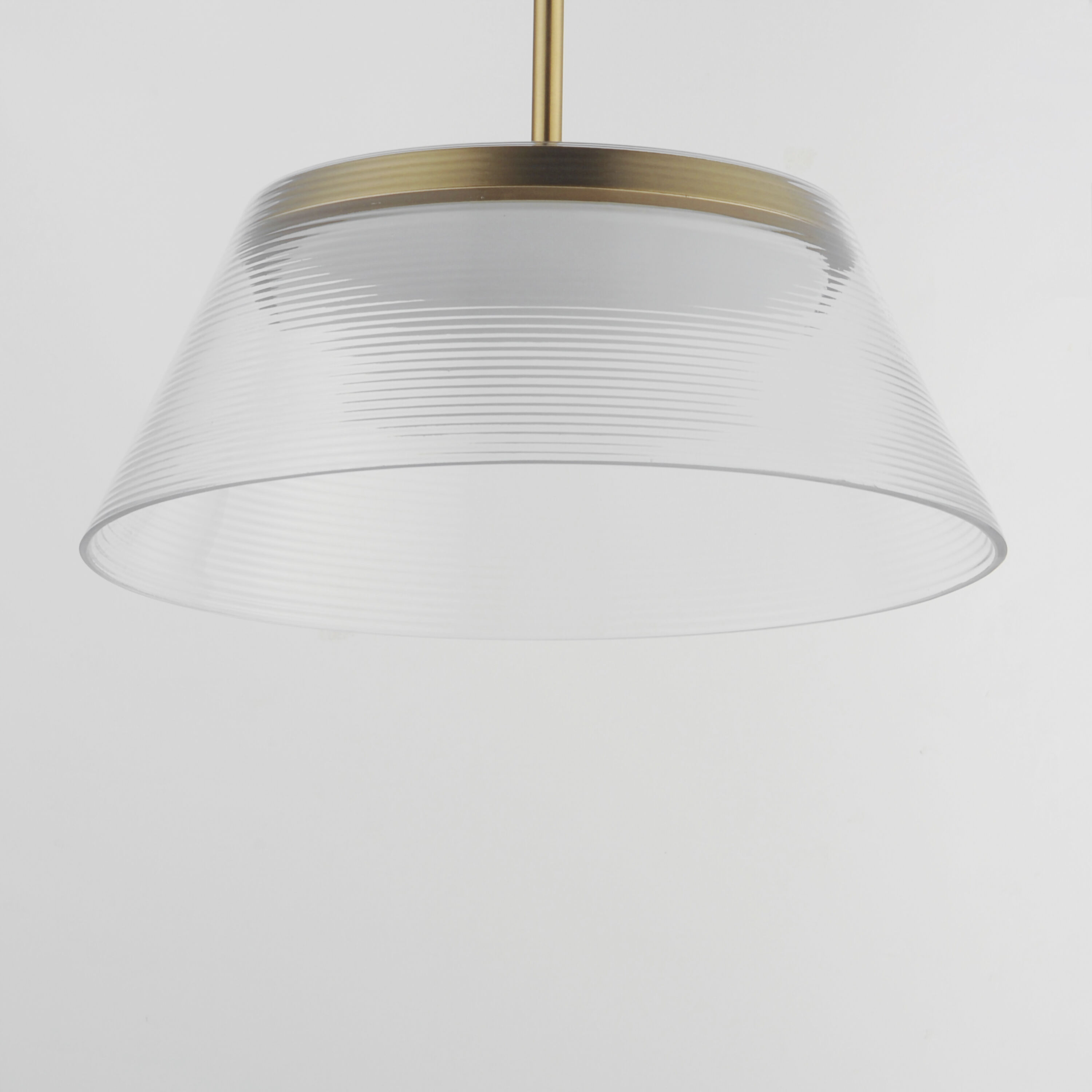 Jensen LED 18 inch Satin Brass Single Pendant Ceiling Light in Clear Ribbed