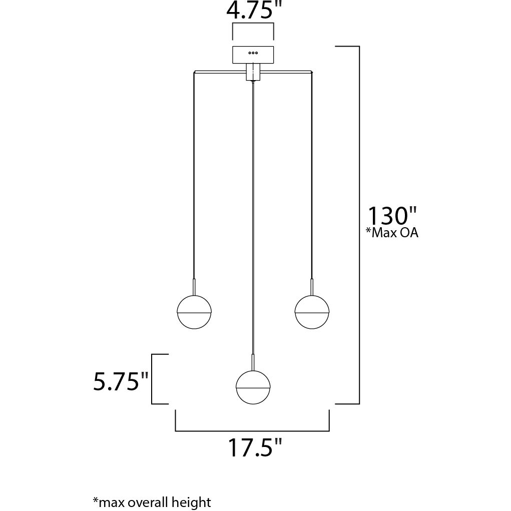 Spot LED 4 inch Polished Chrome Multi-Light Pendant Ceiling Light