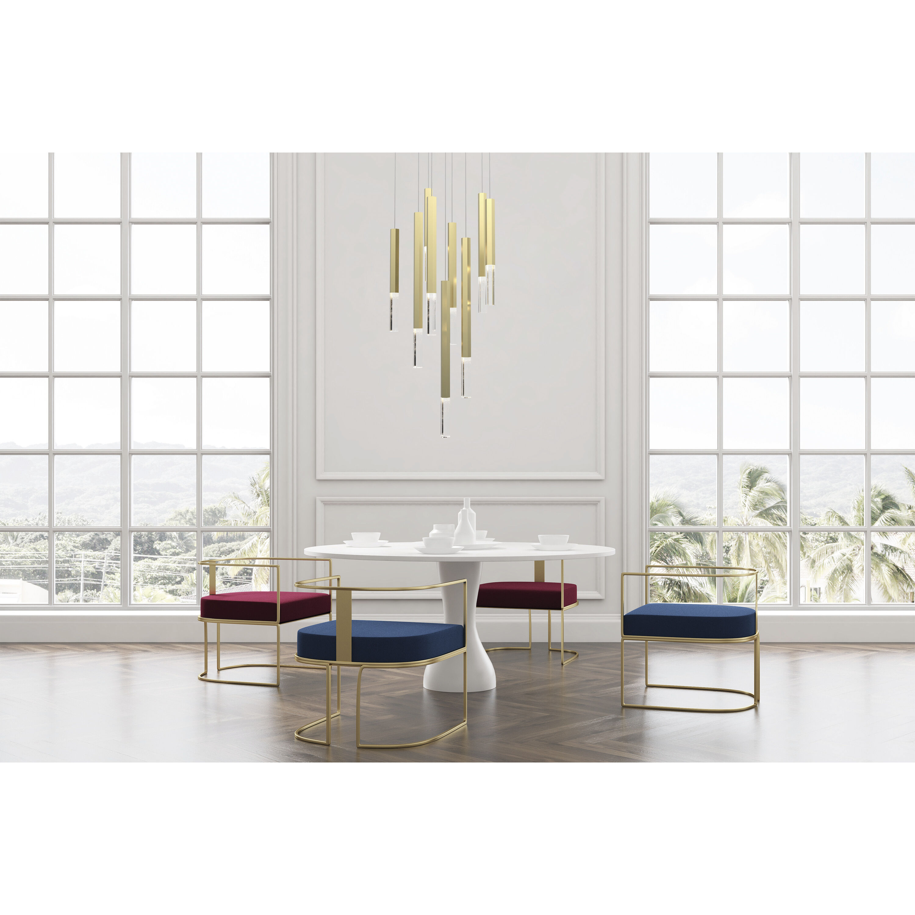 Diaphane LED 15 inch Gold Multi-Light Pendant Ceiling Light