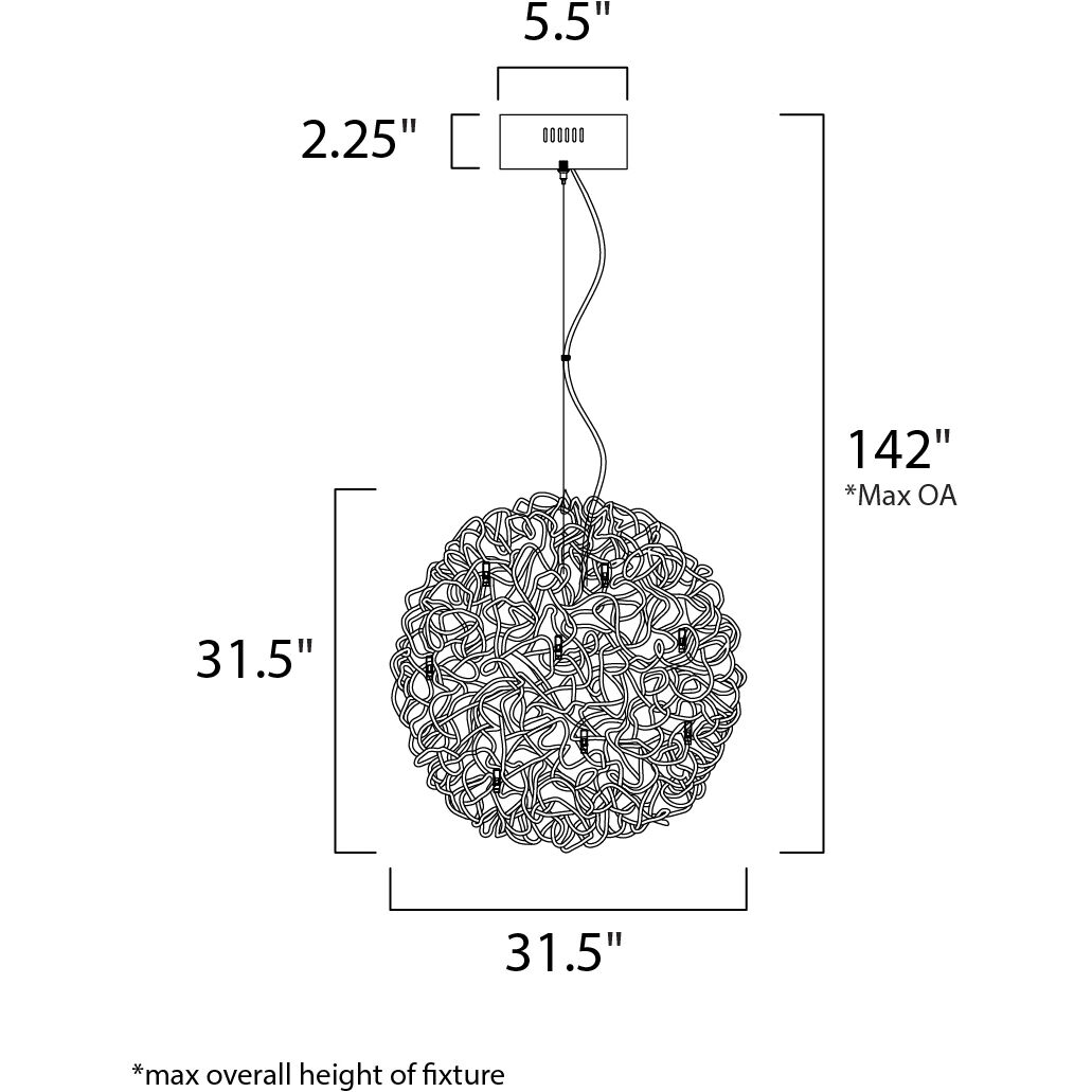 Dazed LED 31.5 inch Polished Chrome Single Pendant Ceiling Light