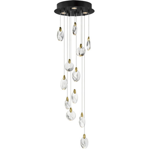 Pebble LED 15.75 inch Black and Polished Gold Multi-Light Pendant Ceiling Light