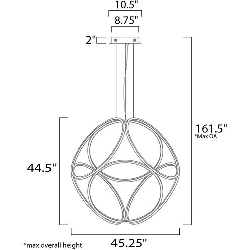 Form LED 45.25 inch Rose Gold Suspension Pendant Ceiling Light
