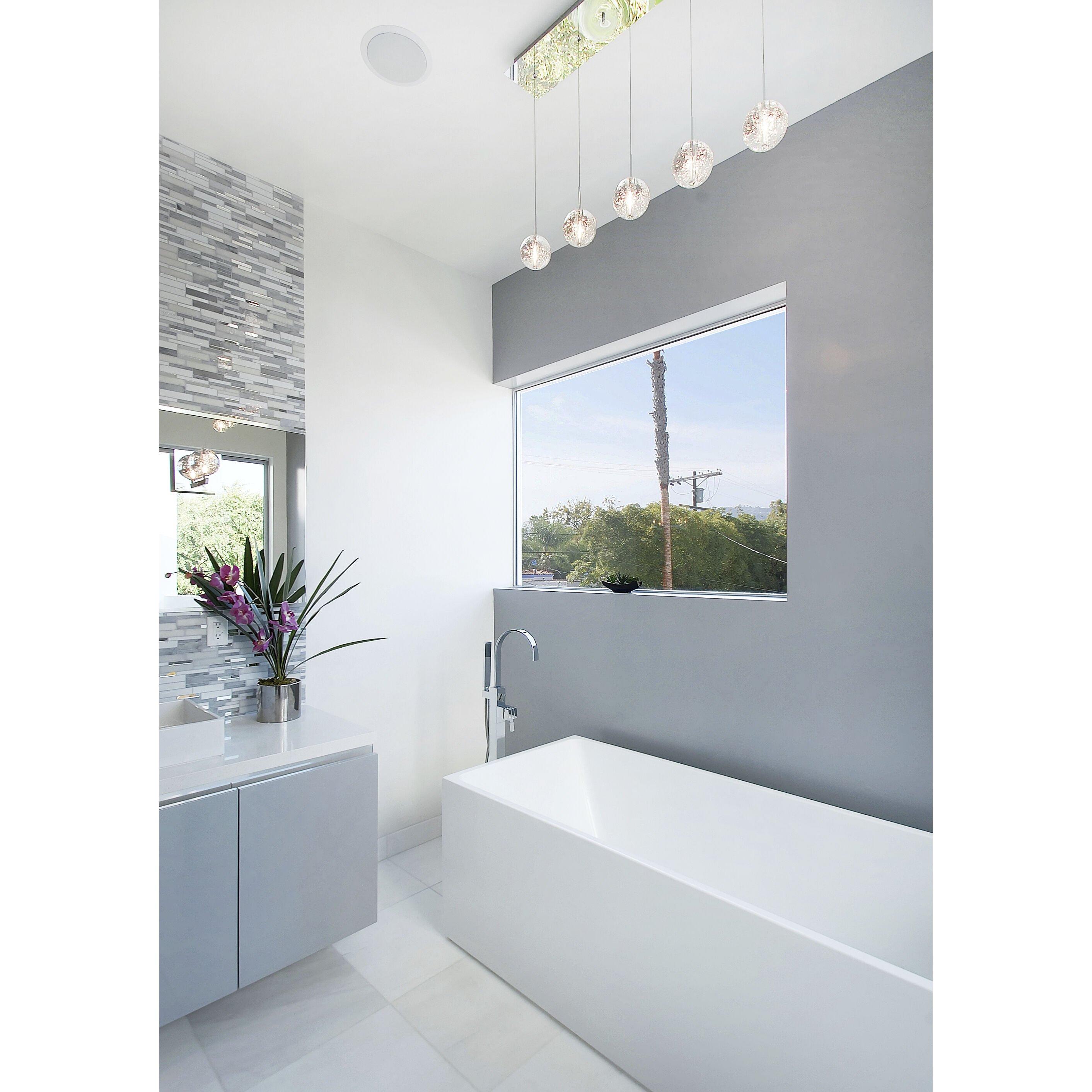 Orb 5 Light 33.75 inch Polished Chrome Linear Pendant Ceiling Light