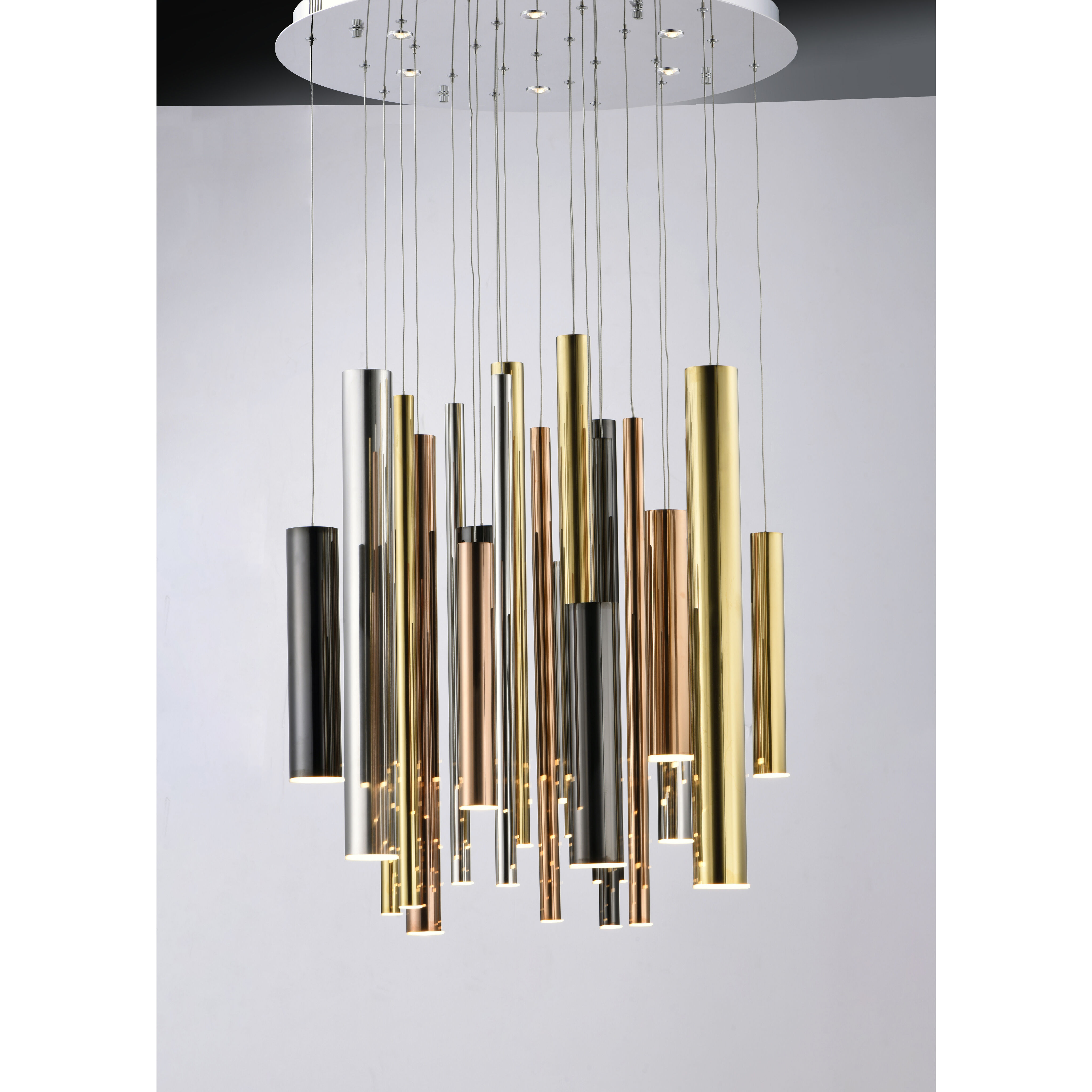 Flute LED 25.5 inch Multi-Plated Multi-Light Pendant Ceiling Light