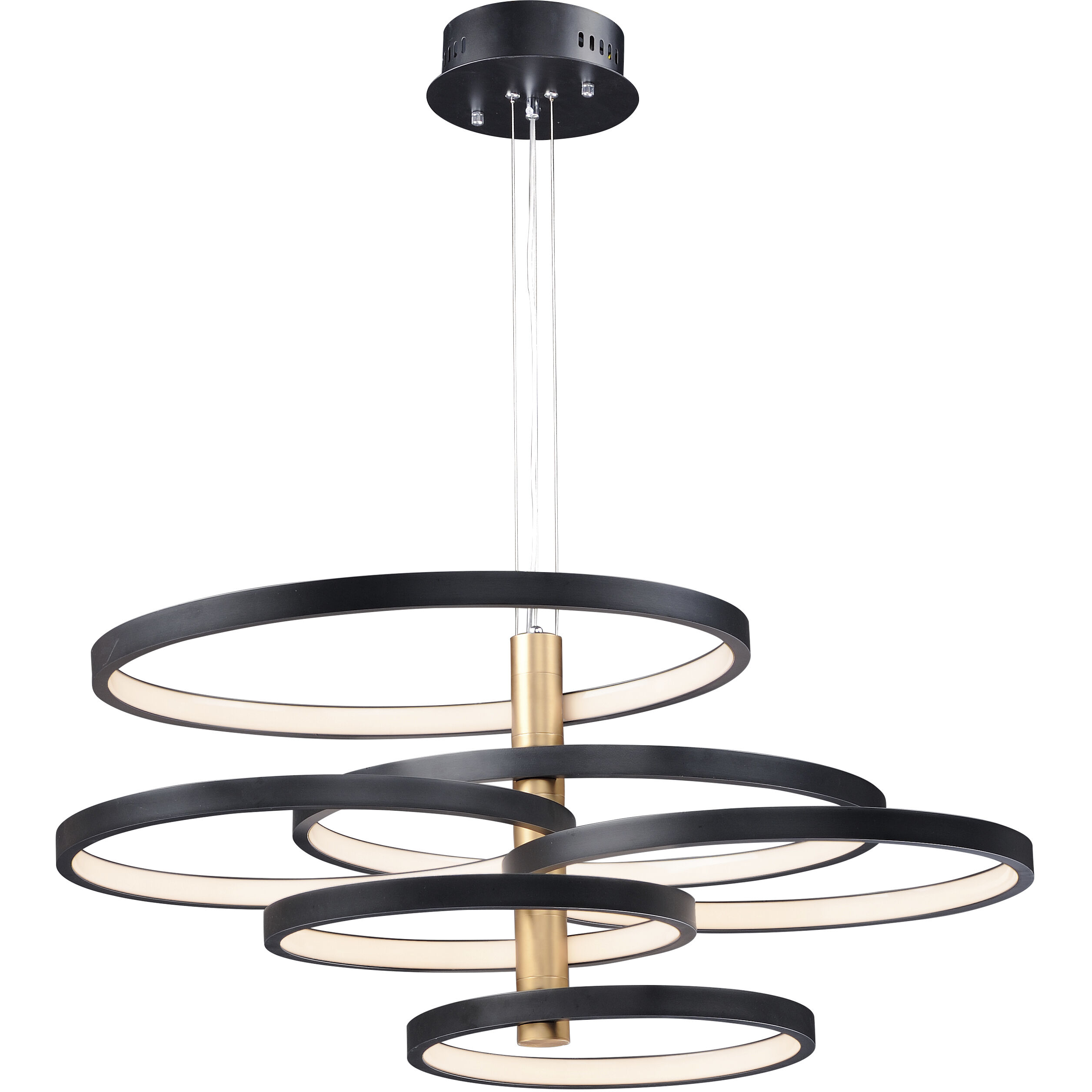 Hoopla LED 45.25 inch Black and Gold Multi-Light Pendant Ceiling Light