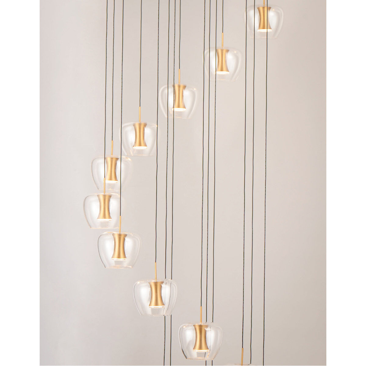 Newton LED 27.5 inch Black and Gold Multi-Light Pendant Ceiling Light