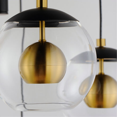 Nucleus LED 28 inch Black and Natural Aged Brass Multi-Light Pendant Ceiling Light