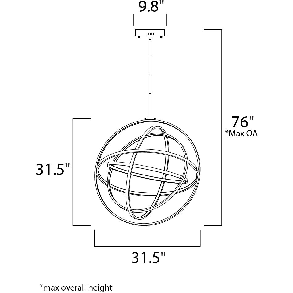 Gyro II LED 31.5 inch Black Single Pendant Ceiling Light