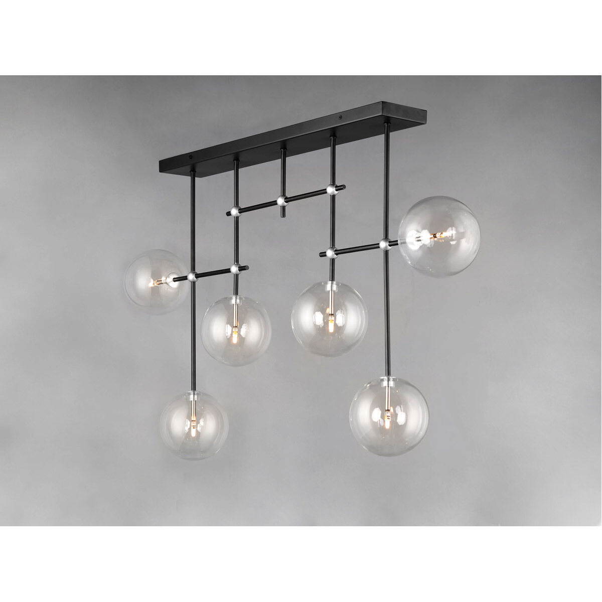 Global LED 6 inch Black and Satin Nickel Multi-Light Pendant Ceiling Light