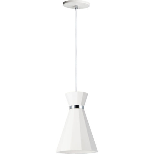 Sash LED 7.75 inch White/Polished Chrome Single Pendant Ceiling Light in White and Polished Chrome
