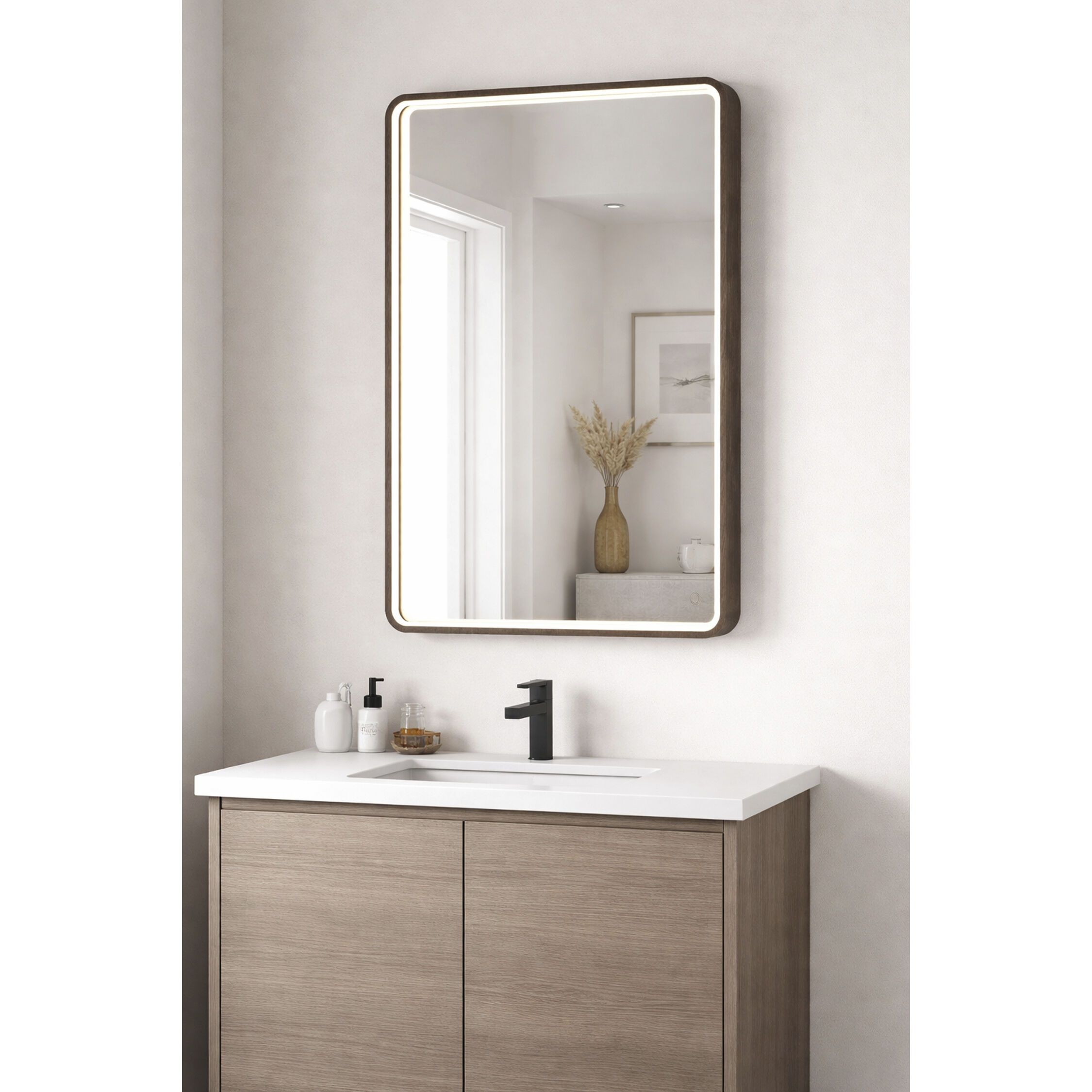 Mirror 31.5 X 23.75 inch Anodized Bronze LED Wall Mirror