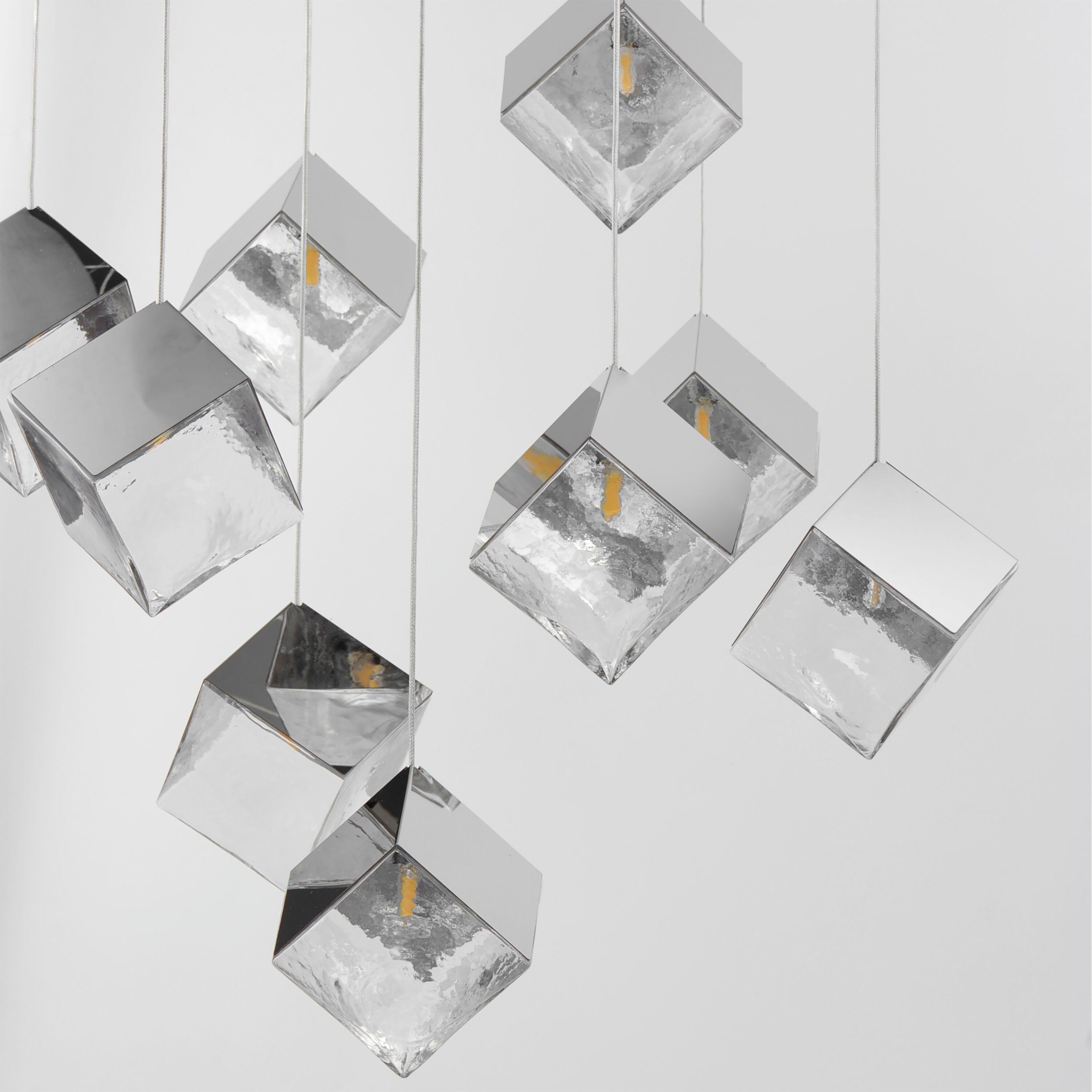 Ice Cube LED 33.5 inch Polished Chrome Multi-Light Pendant Ceiling Light