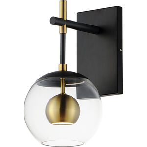 Nucleus LED 7 inch Black and Natural Aged Brass Wall Sconce Wall Light