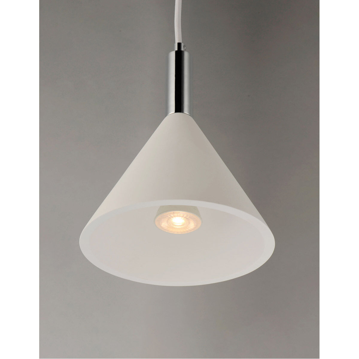 Funnel LED 7.75 inch White and Polished Chrome Single Pendant Ceiling Light