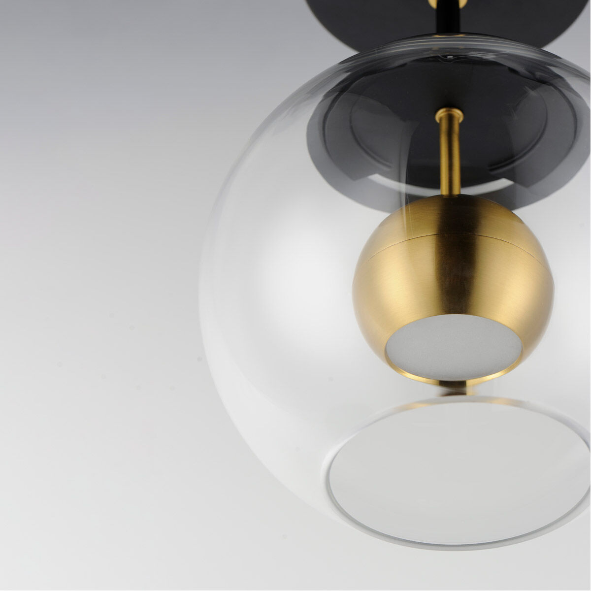 Nucleus LED 9 inch Black and Natural Aged Brass Flush Mount Ceiling Light