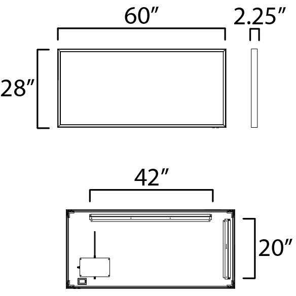 Bevel 60 X 28 inch Brushed Black LED Wall Mirror