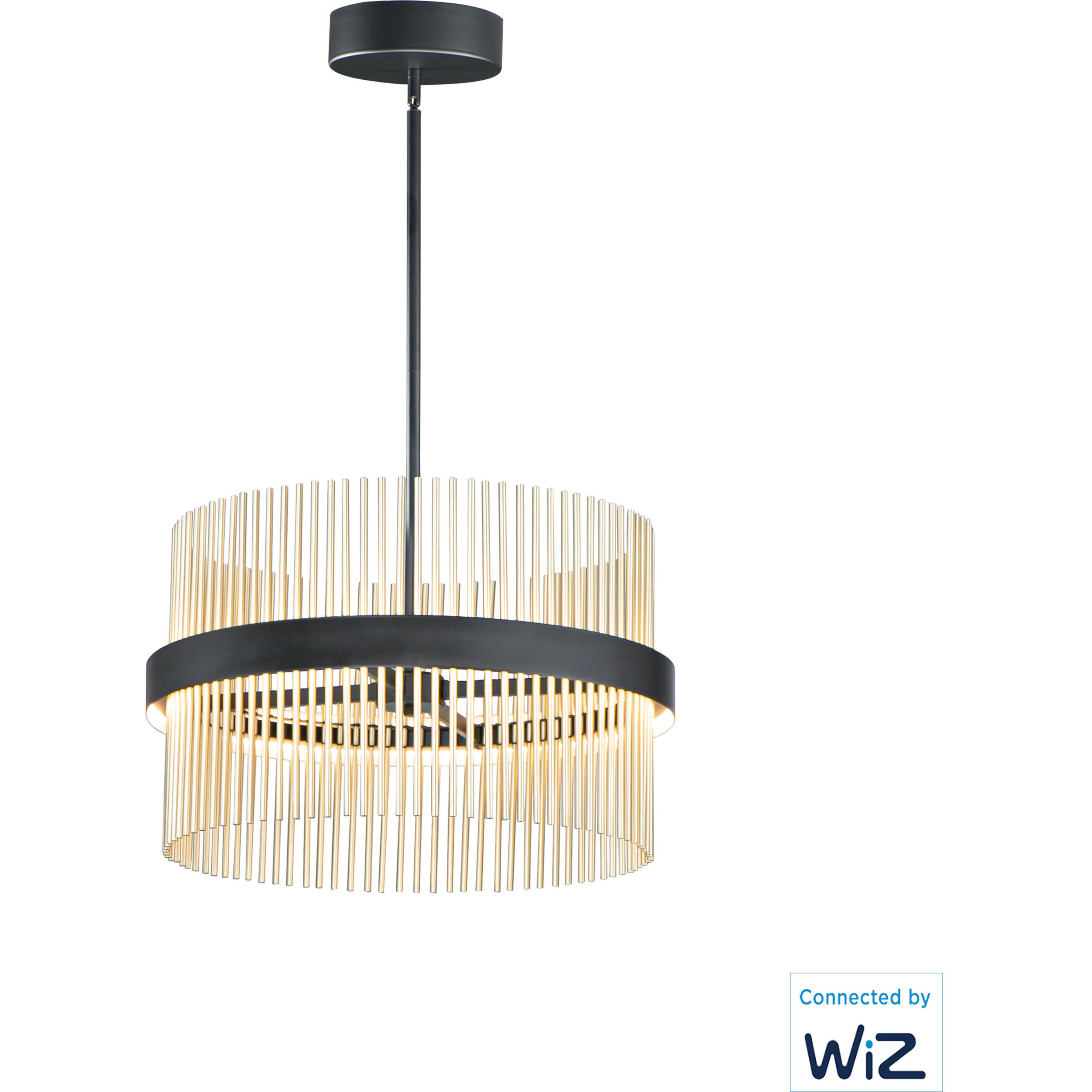 Chimes LED 23.75 inch Black and Satin Brass Single Pendant Ceiling Light