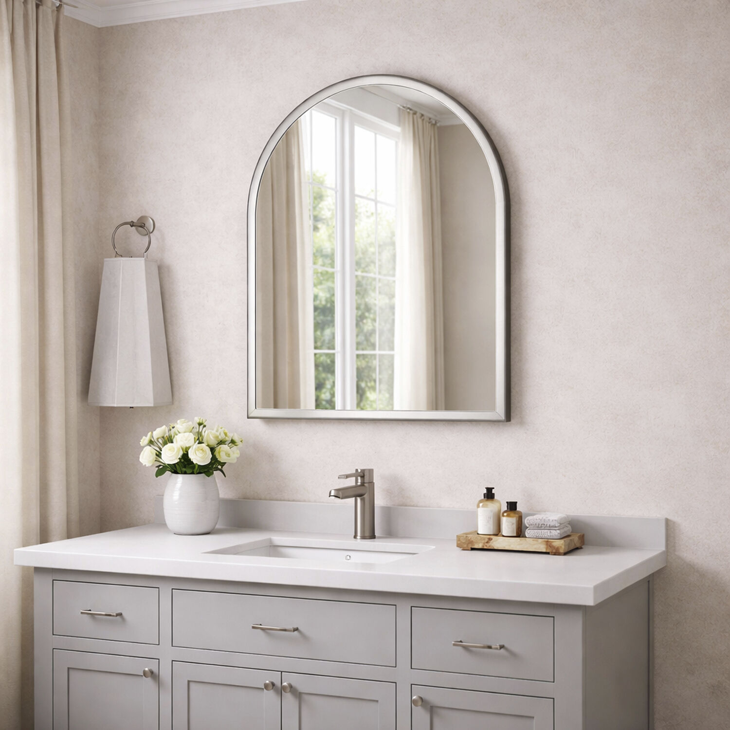 Elisse 30 X 24 inch Satin Nickel LED Wall Mirror