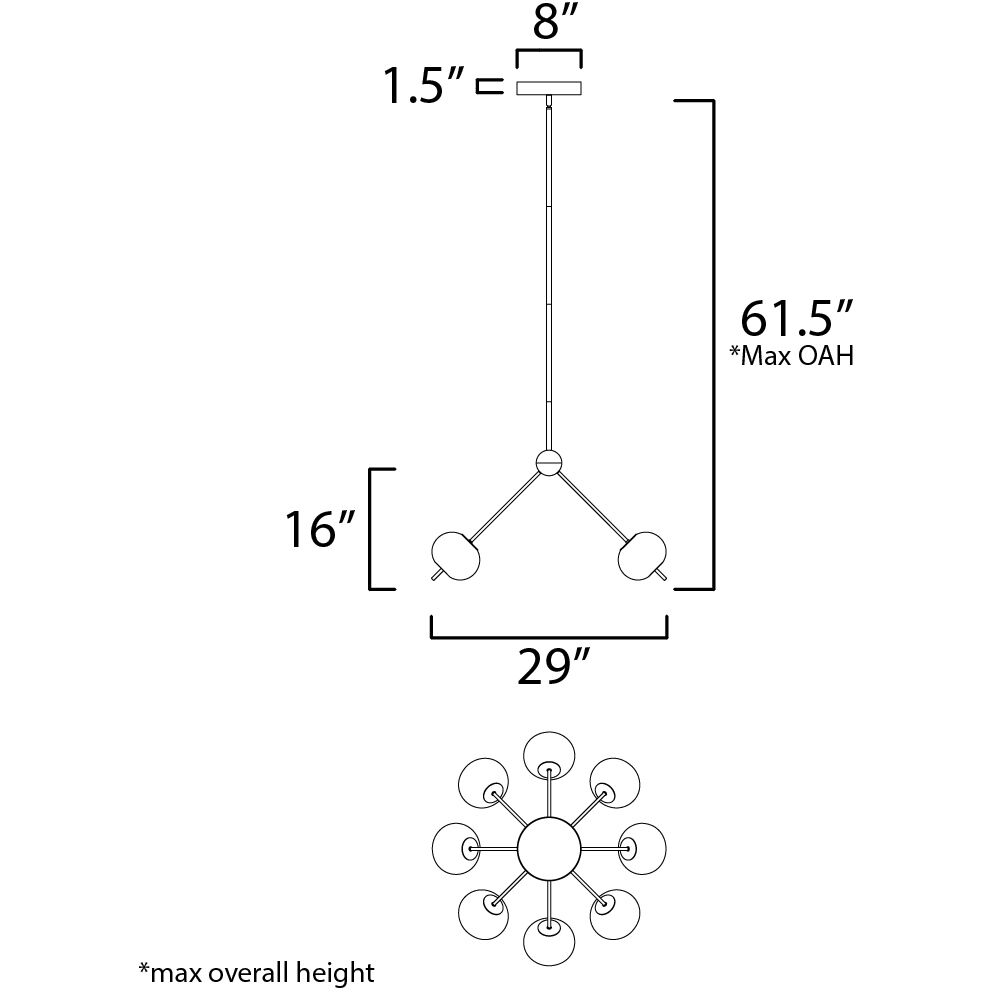 Quest LED 29 inch Black and Gold Pendant System Ceiling Light