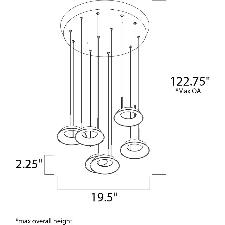 Quantum LED LED 19.5 inch Black Multi-Light Pendant Ceiling Light