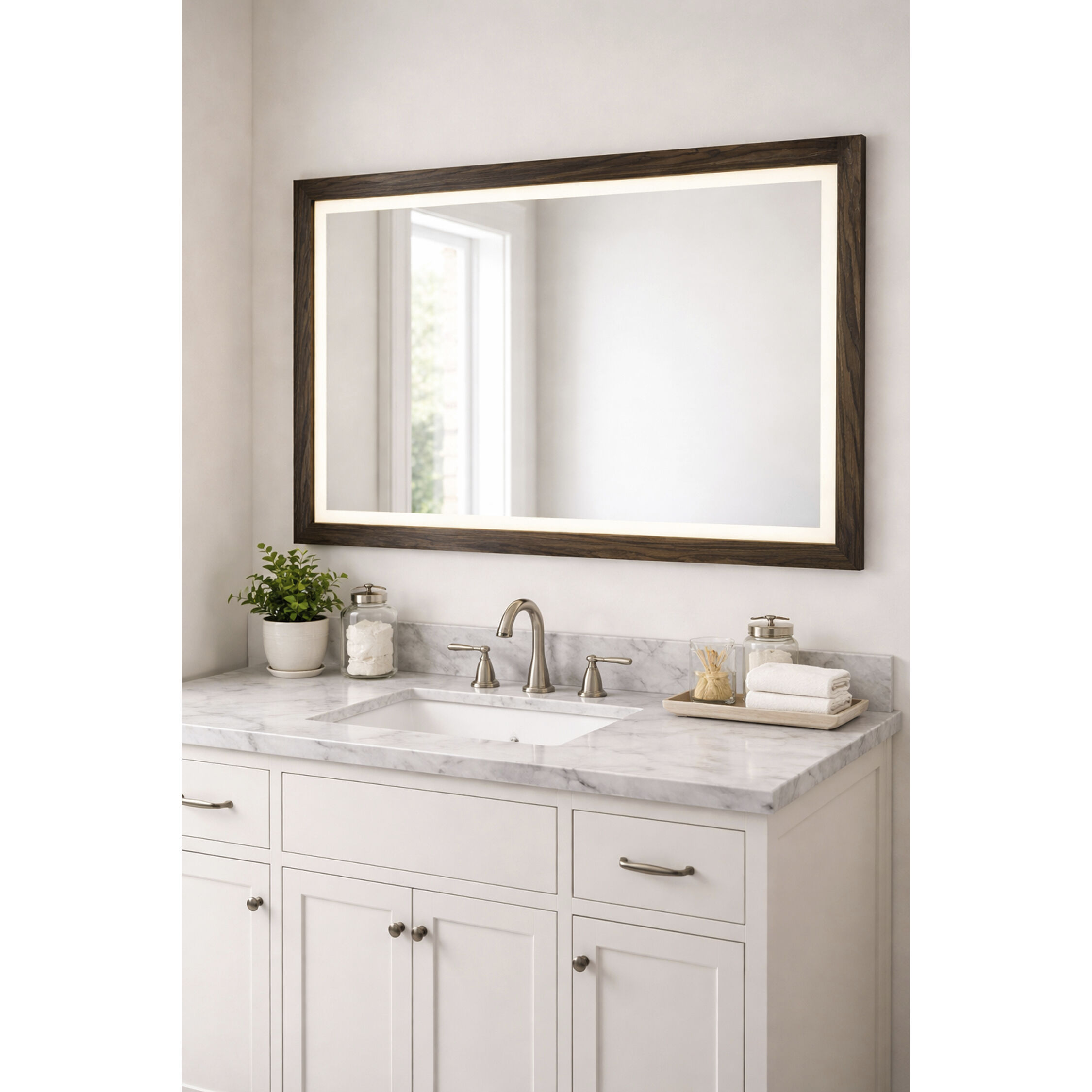 Sawyer 48 X 32 inch Walnut LED Wall Mirror