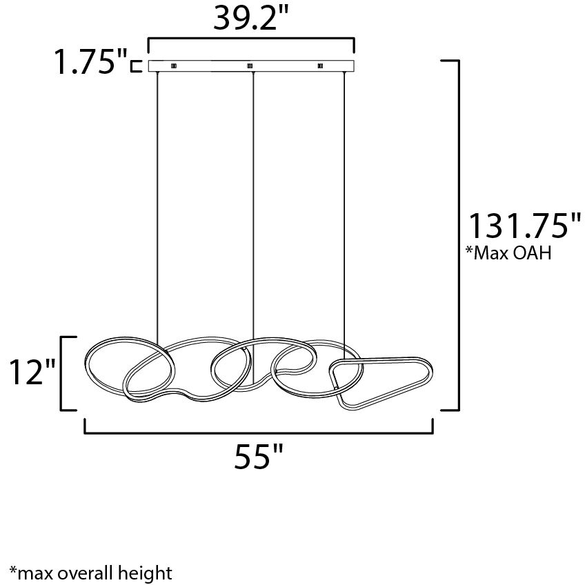 Unity LED 55 inch Brushed Champagne Linear Pendant Ceiling Light