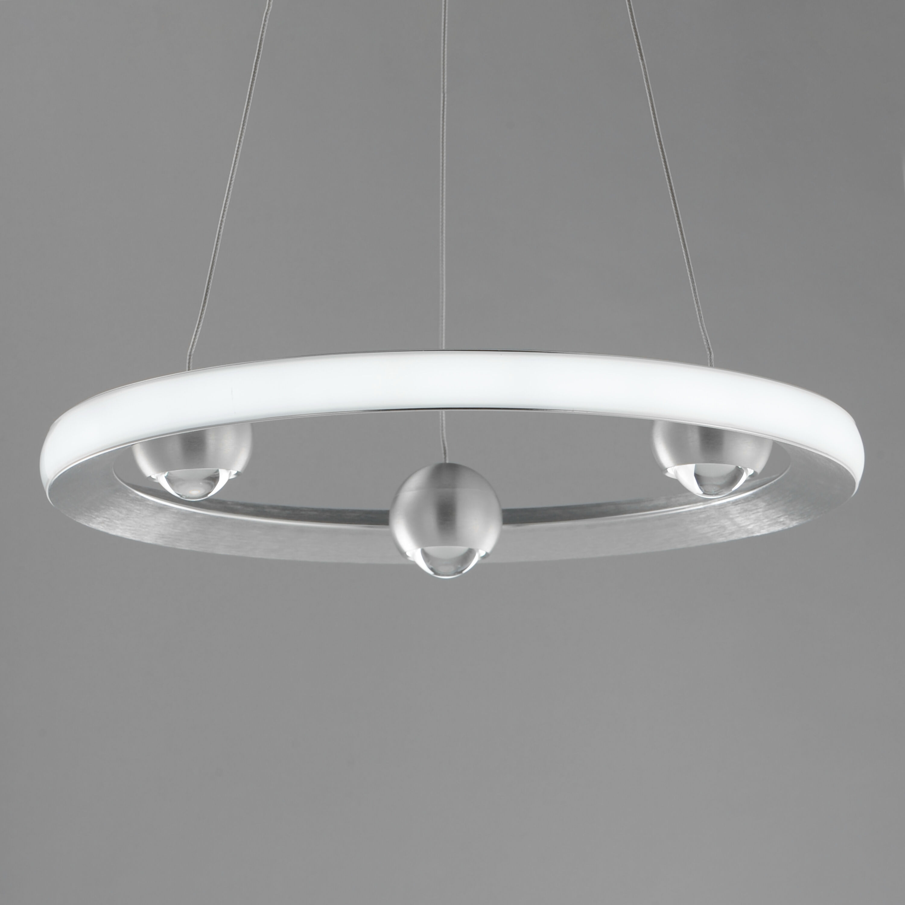 Nodes LED 18 inch Brushed Aluminum Ring Pendant Ceiling Light