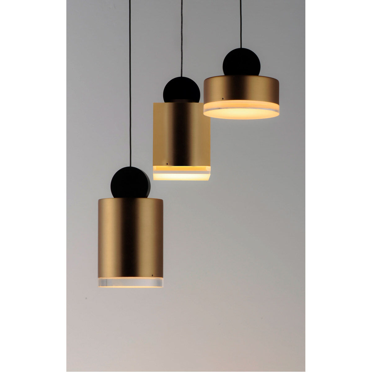 Nob LED 13.5 inch Black and Gold Multi-Light Pendant Ceiling Light