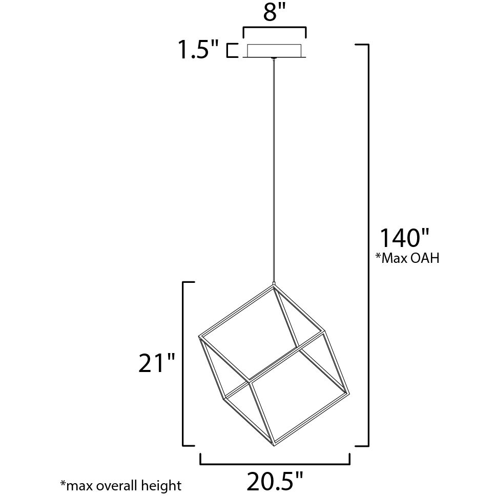 4 Square LED 20.5 inch Polished Chrome Single Pendant Ceiling Light