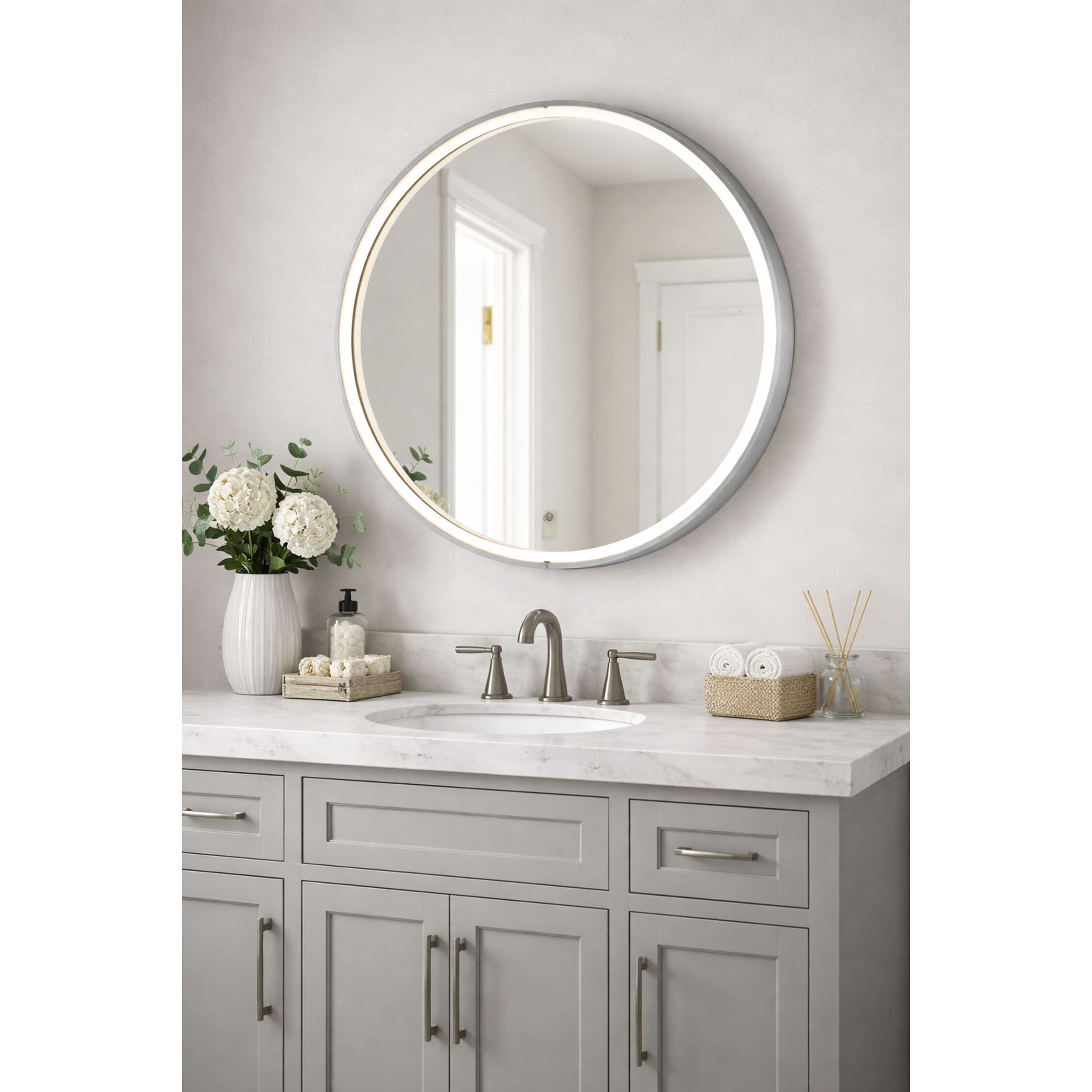 Mirror 27.5 X 27.5 inch Anodized Bronze LED Wall Mirror