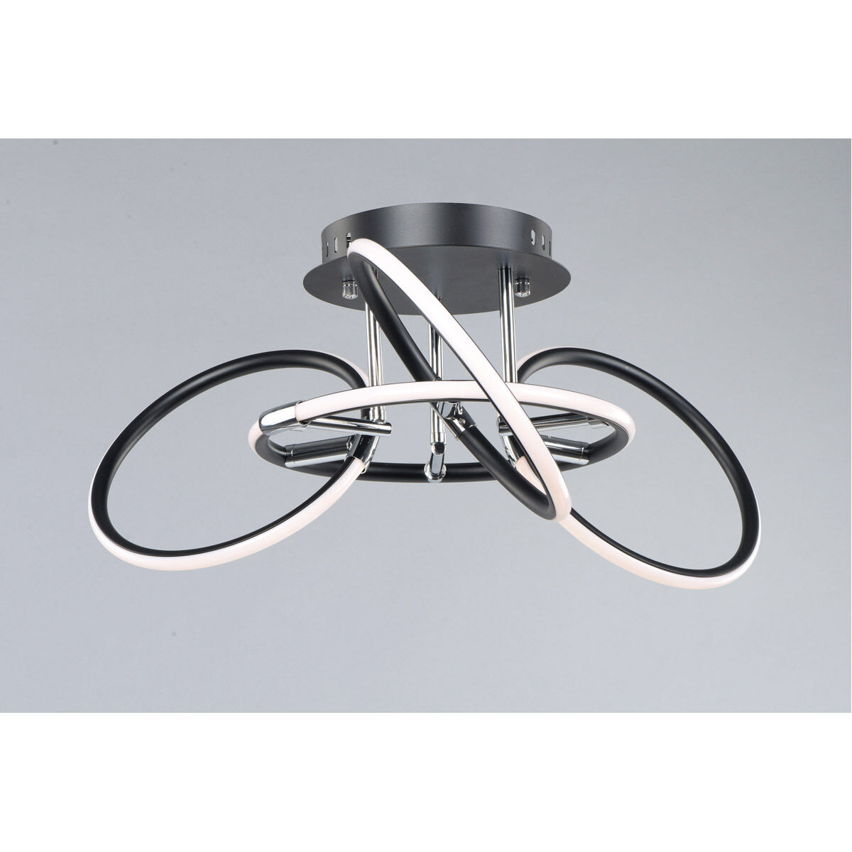 Ringer LED 25 inch Black and Polished Chrome Flush Mount Ceiling Light