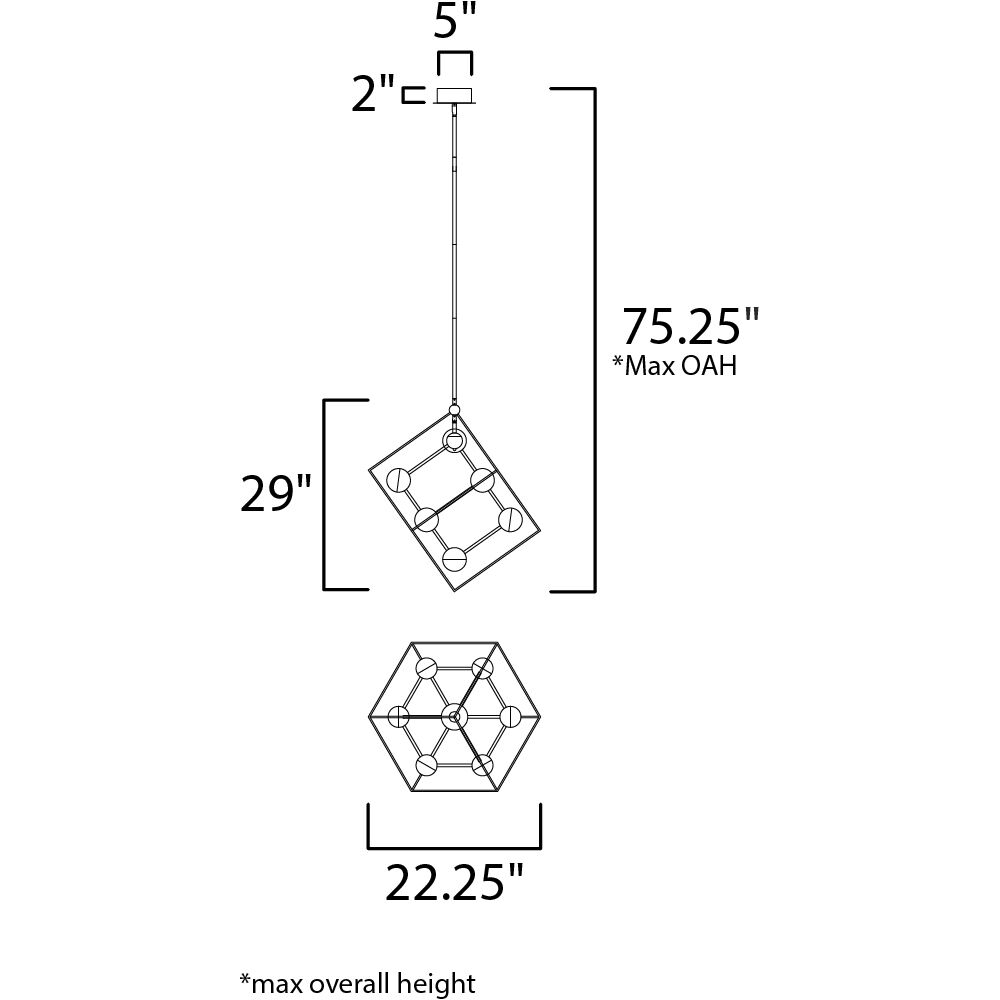 Ion LED 22.25 inch Black and Polished Chrome Single Pendant Ceiling Light
