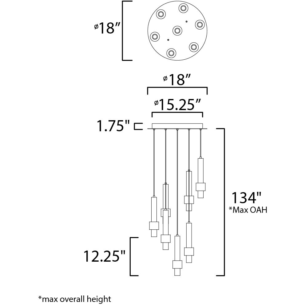 Reveal LED 18 inch Satin Nickel and Satin Brass Multi-Light Pendant Ceiling Light