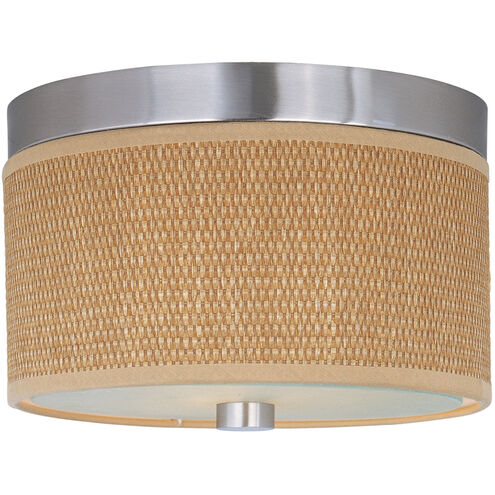 Elements 2 Light 10 inch Satin Nickel Flush Mount Ceiling Light in Grass Cloth