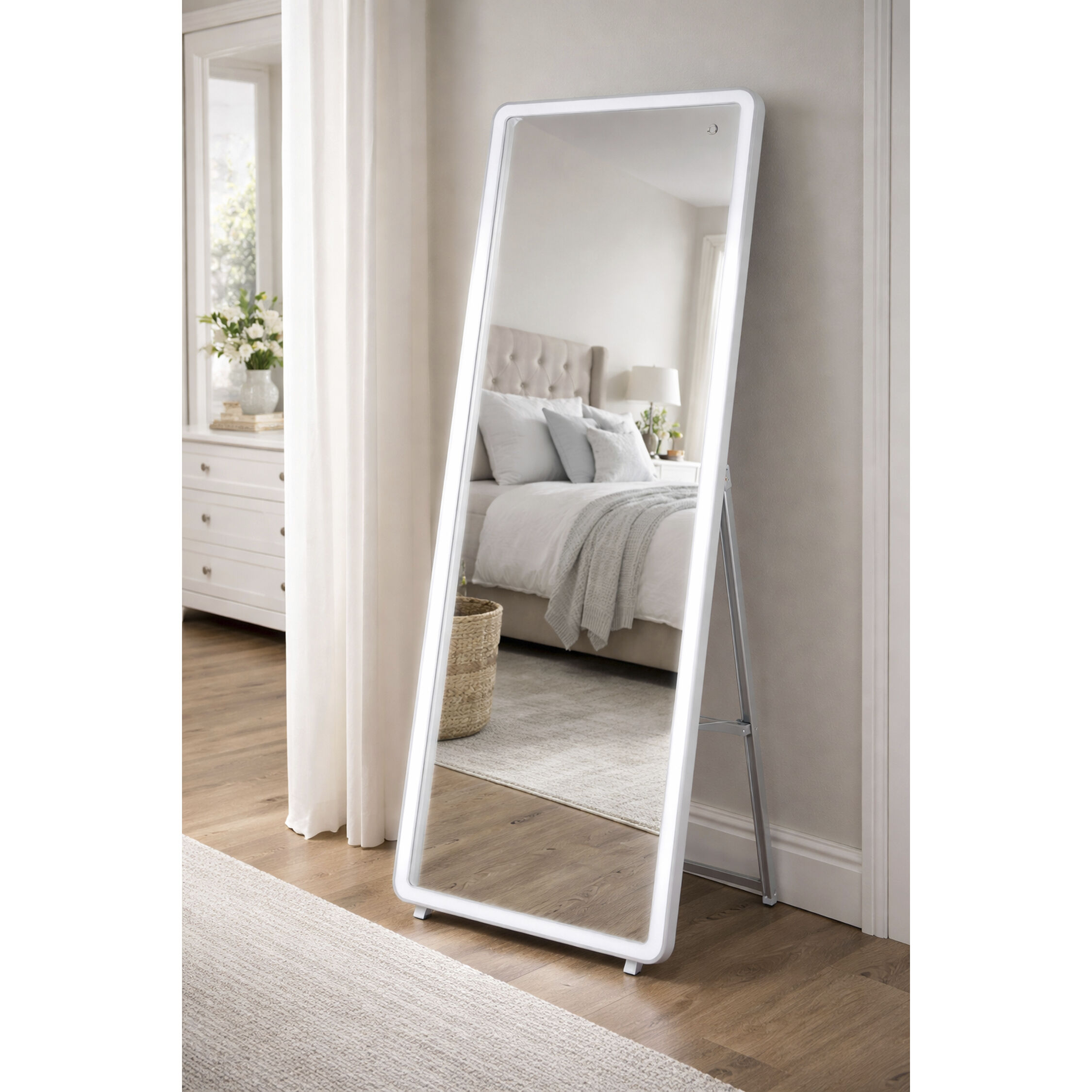 Mirror 67 X 27.5 inch Brushed Aluminum LED Wall Mirror
