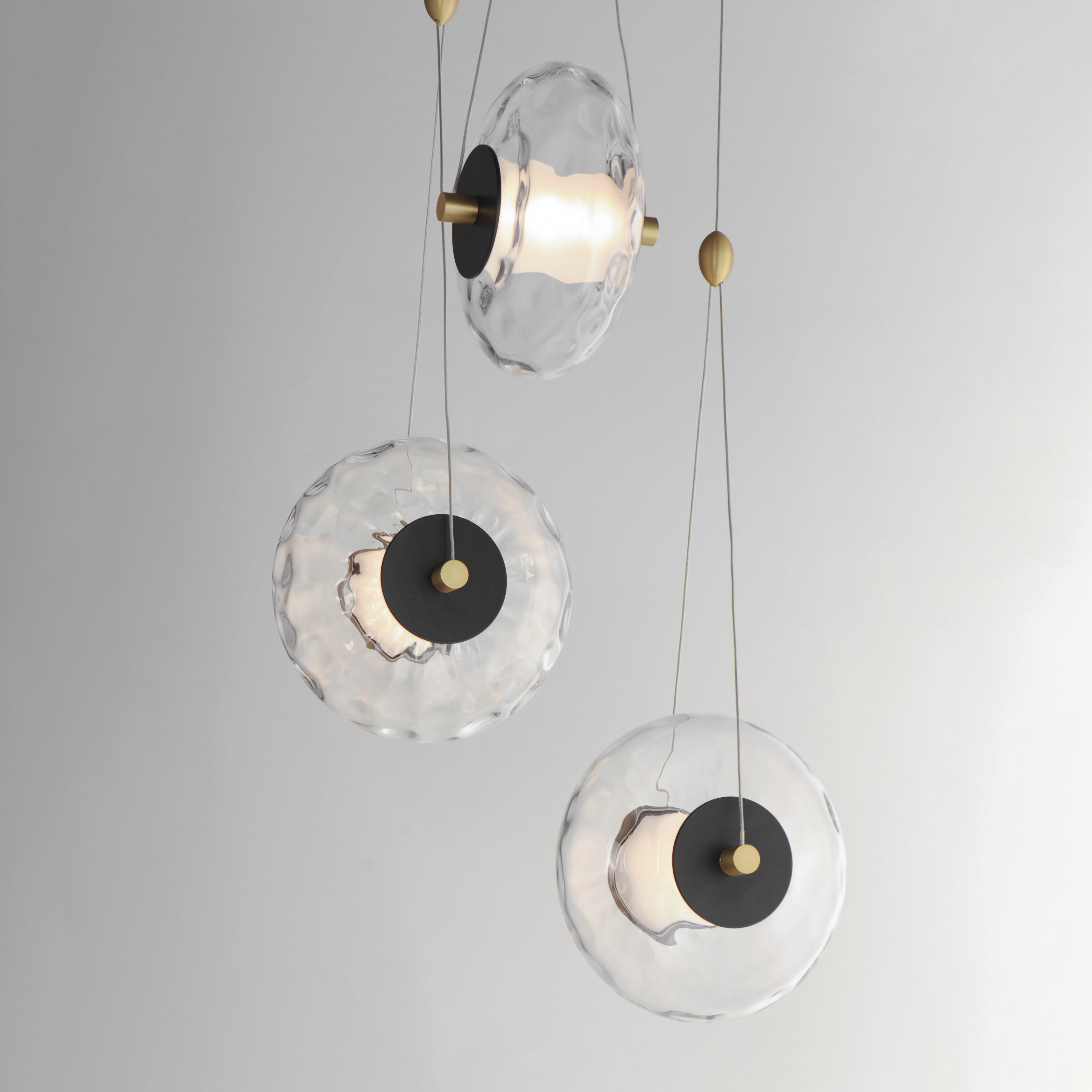 Amulet LED 17.5 inch Black and Natural Aged Brass Multi-Light Pendant Ceiling Light